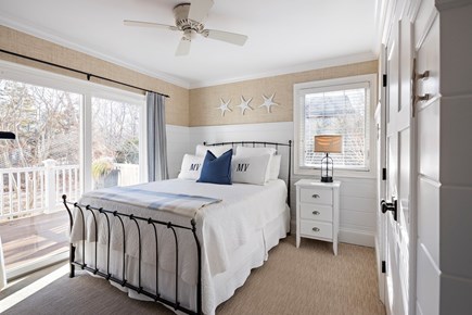 Edgartown, Island Grove Martha's Vineyard vacation rental - Bedroom #1 - First Floor with TV and Sliders to Deck