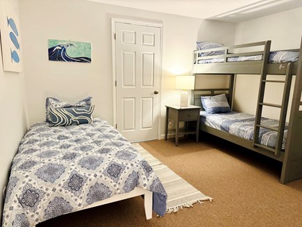 West Tisbury Martha's Vineyard vacation rental - Bedroom 4 - full bed with a trundle, a twin bed, and a bunk bed.