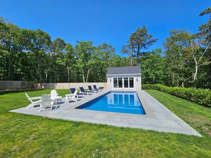 Oak Bluffs Martha's Vineyard vacation rental - Pool house with bathroom and lots of green space in the backyard