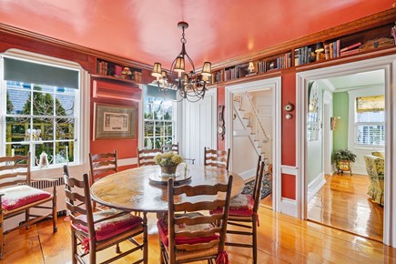 Edgartown Village Martha's Vineyard vacation rental - Dining room seats 8 with china cabinet and fireplace