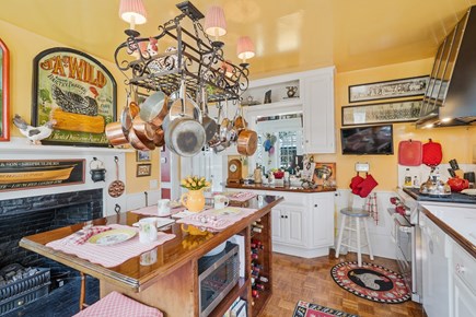 Edgartown Village Martha's Vineyard vacation rental - Gourmet kitchen with copper pots, wolf range, fireplace hearth