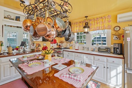 Edgartown Village Martha's Vineyard vacation rental - Gourmet kitchen with copper pots, wolf range, fireplace hearth