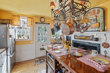 Edgartown Village Martha's Vineyard vacation rental - Gourmet kitchen with copper pots, wolf range, fireplace hearth