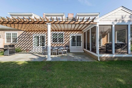 Katama-Edgartown Martha's Vineyard vacation rental - Backyard porch and patio with BBQ