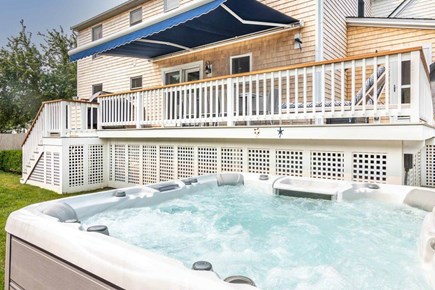 Edgartown Martha's Vineyard vacation rental - Large furnished deck with grill & 8-person hot tub