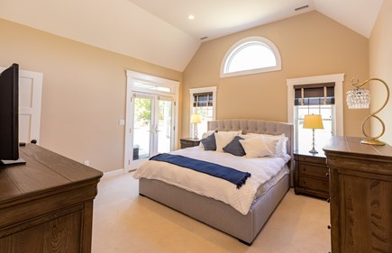 Vineyard Haven Martha's Vineyard vacation rental - Bedroom 1- King with en-suite bathroom, doors to back porch
