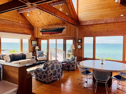 Vineyard Haven Martha's Vineyard vacation rental - Kitchen table and living room looking out over Vineyard Sound