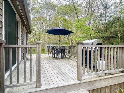 Edgartown Martha's Vineyard vacation rental - Spacious deck w/ dining table + seating<br/>*Improvements in progress