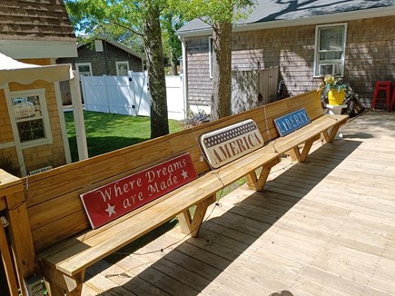 Oak Bluffs Martha's Vineyard vacation rental - Sitting area on our oversized deck and outdoor kitchenarea