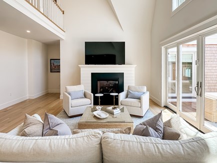 Edgartown Martha's Vineyard vacation rental - Living area with cozy seating and fireplace