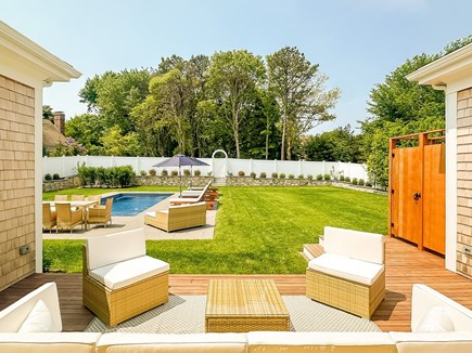 Edgartown Martha's Vineyard vacation rental - Back deck with outdoor seating and heated pool