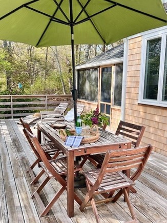 West Tisbury Martha's Vineyard vacation rental - A gracious deck for hosting.