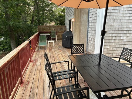 Oak Bluffs Martha's Vineyard vacation rental - Dining table and additional seating on large deck with gas grill