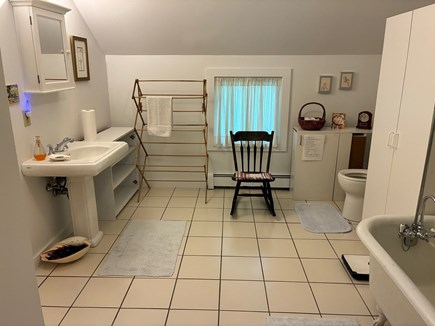 Oak Bluffs Martha's Vineyard vacation rental - Spacious second floor bathroom w/pedestal sink and claw foot tub