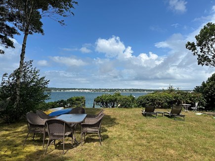Oak Bluffs, Lagoon Pond Waterfront  Martha's Vineyard vacation rental - Views to Vineyard Haven Harbor for our front yard dinning table.
