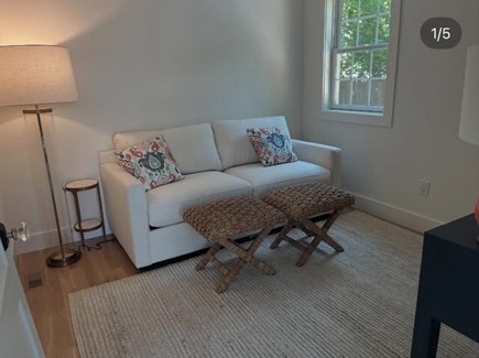 Oak Bluffs Martha's Vineyard vacation rental - Downstairs den with TV and queen sofa