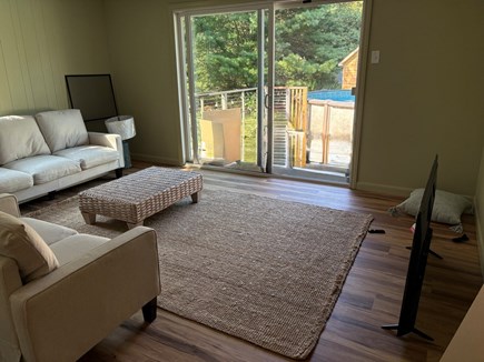 West Tisbury Martha's Vineyard vacation rental - Open living room overlooking deck and pool