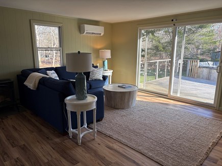 West Tisbury Martha's Vineyard vacation rental - Air conditioned living room looking out over expansive backyard