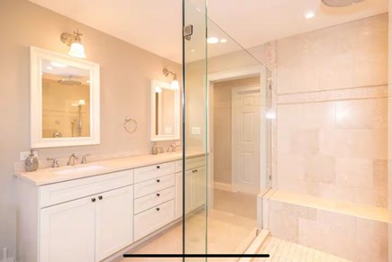 Edgartown Martha's Vineyard vacation rental - Master Bath Shower and Sinks
