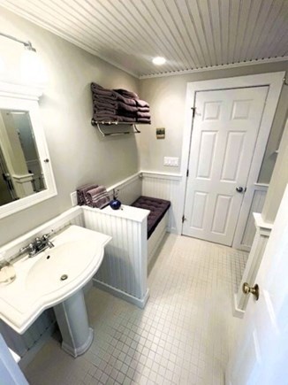 Chilmark Martha's Vineyard vacation rental - Beautifully tiled 1st floor bathroom has pedestal sink & shower
