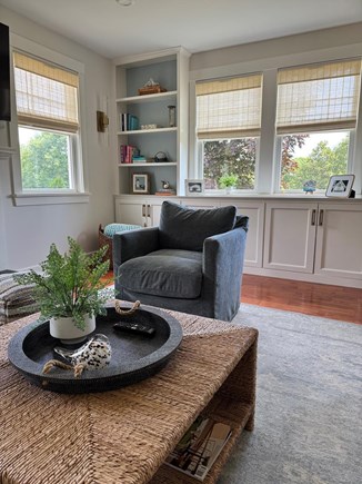 Edgartown  Martha's Vineyard vacation rental - Comfortable family room with fireplace, TV, and built-ins.