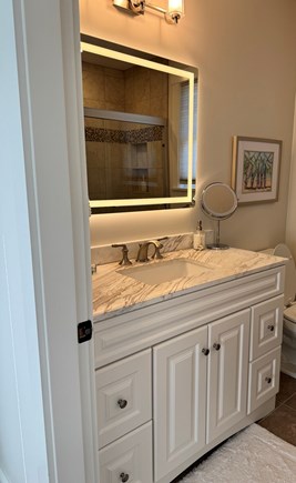 Edgartown  Martha's Vineyard vacation rental - Updated ensuite bathroom with marble vanity and lighted mirror