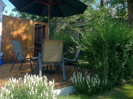 Edgartown Martha's Vineyard vacation rental - Part of back deck with large outdoor shower