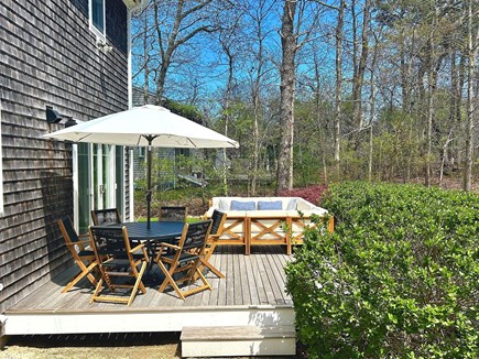 Edgartown Martha's Vineyard vacation rental - Sunny, spacious deck with a huge couch, table and chairs.