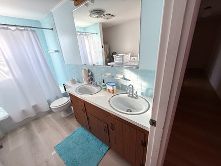 Oak Bluffs Martha's Vineyard vacation rental - Bathroom with double sink and washer/dryer