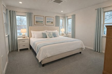 Vineyard Haven Martha's Vineyard vacation rental - 2nd floor king room - Curtains and art AI generated