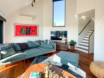 Edgartown Martha's Vineyard vacation rental - Living area with stairs to third floor primary suite
