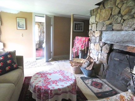 Aquinnah Martha's Vineyard vacation rental - First floor sitting room with pull out bed and fireplace