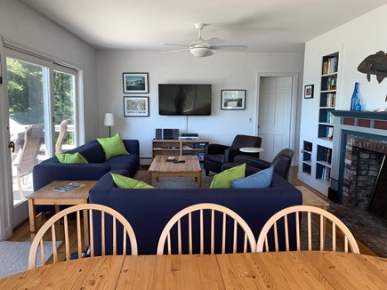 Oak Bluffs Martha's Vineyard vacation rental - Living room conversation group w/flat screen tv overlooks water