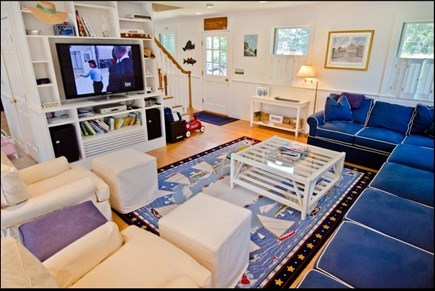 Edgartown Martha's Vineyard vacation rental - Living Room with oversized sofa and chairs.