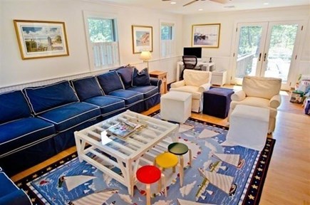 Edgartown Martha's Vineyard vacation rental - Living room with desk in far corner.