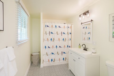 Edgartown Martha's Vineyard vacation rental - Master bathroom. Shower with tub