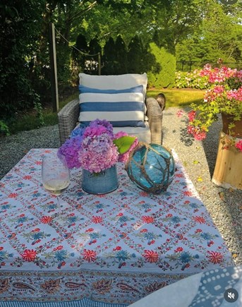 Vineyard Haven, Hydrangea House Martha's Vineyard vacation rental - Outdoor dining area amongst gardens