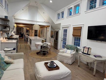 Vineyard Haven, Hydrangea House Martha's Vineyard vacation rental - View of TV sitting area, kitchen/ and breakfast/coffee station