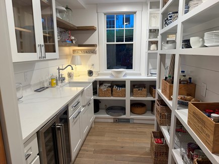 Vineyard Haven, Hydrangea House Martha's Vineyard vacation rental - Pantry with sink and wine fridge