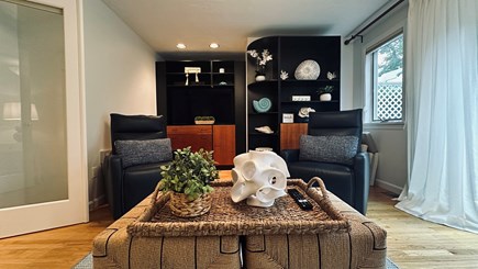 Oak Bluffs, Martha's Vineyard Martha's Vineyard vacation rental - Entertainment area with black leather armchairs