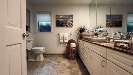 Oak Bluffs, Martha's Vineyard Martha's Vineyard vacation rental - Full bathroom with shower and granite countertops & coastal decor
