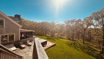 Chilmark Martha's Vineyard vacation rental - Stone-paved patio with lounge chairs and hot tub