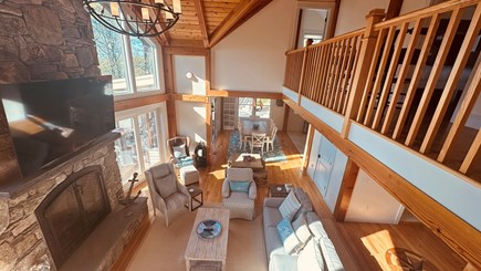 Chilmark Martha's Vineyard vacation rental - Open living room with vaulted ceiling and large windows