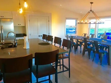 Vineyard Haven Martha's Vineyard vacation rental - Kitchen/island dining table with water views
