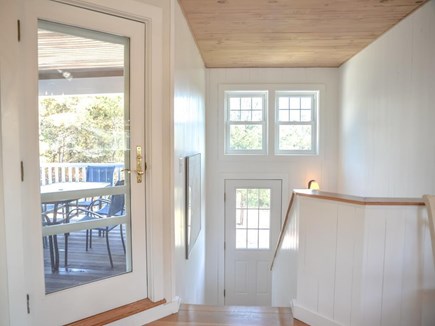 Edgartown Martha's Vineyard vacation rental - Main entrance -door to covered deck. Upside down style house.