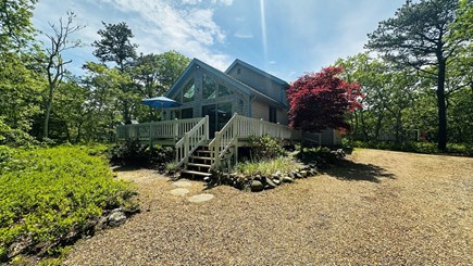 Edgartown Martha's Vineyard vacation rental - Exterior of the house with cedar shingles and wrap-around deck.