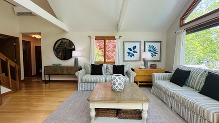 Edgartown Martha's Vineyard vacation rental - Large comfy sofas in the living room with views of the outside.