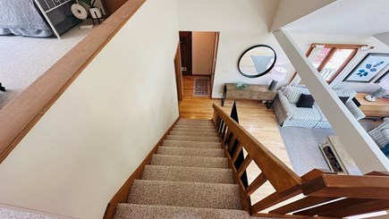 Edgartown Martha's Vineyard vacation rental - View from the top of the stairs into the living area.