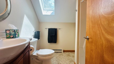 Edgartown Martha's Vineyard vacation rental - Upstairs bathroom with skylight and shower.