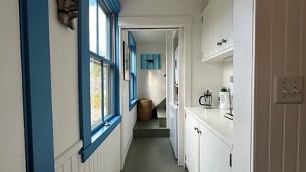 West Tisbury, Martha's Vineyar Martha's Vineyard vacation rental - Hallway with coffee station, washer/dryer, and charming windows